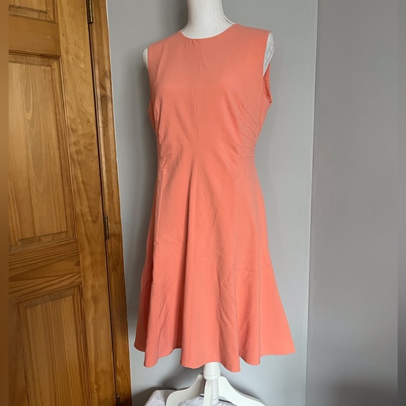 EUC Calvin Klein Ruched fit and flare dress in Peach size 10 - Picture 2 of 11